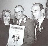 Hillory Clinton, Ralph Stanley and Congressman Baldacci at the 1999 National Heritage Fellowship presentation